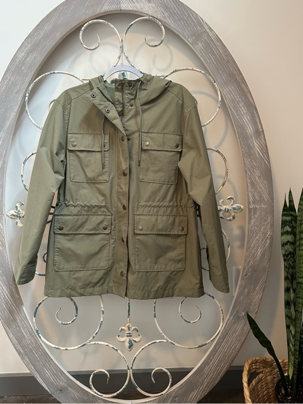 Old Navy Olive Green Hooded Utility Jacket